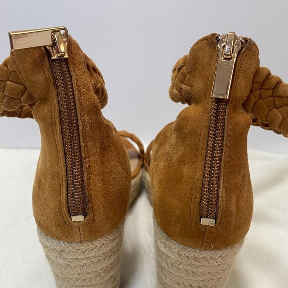 Raye Braided Suede Espadrille Wedges with Ankle Strap Tan/Beige Size 39.5/US 8.5 - Picture 12 of 15